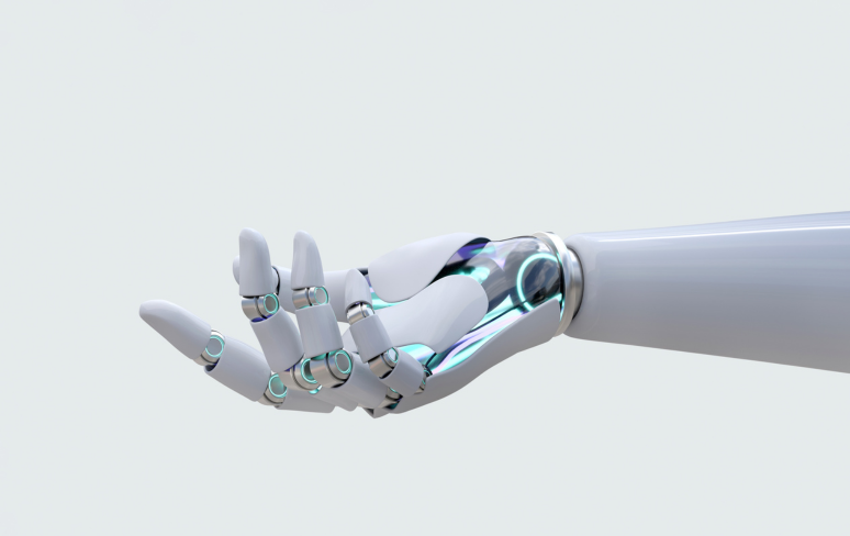 AI robot hand symbolising the transformative impact of artificial intelligence on the ecommerce industry.