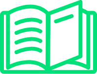 Bright green open book icon