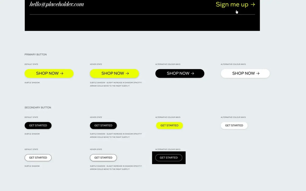 Primary, secondary and default button states for Fussy